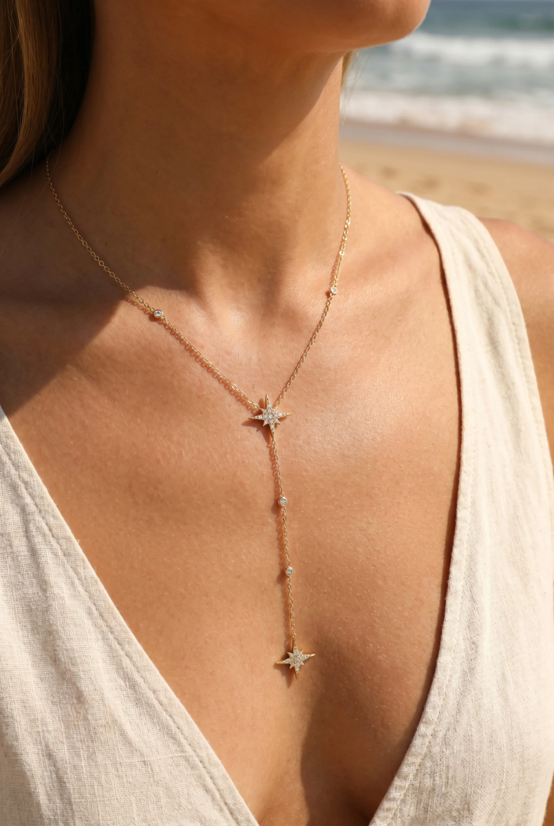 Necklace in y in stainless steel