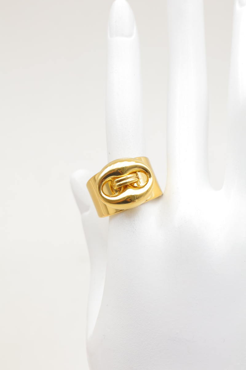 Anillo ancho y grueso de acero inoxidable con patrón de cadena marina en relieve