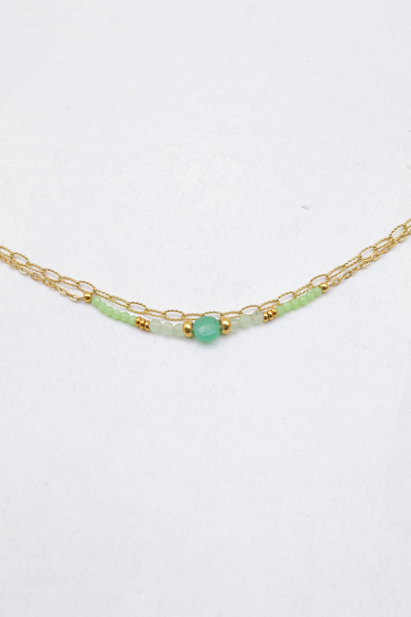 Bracelet double rang en acier inoxydable à perles rondes 2