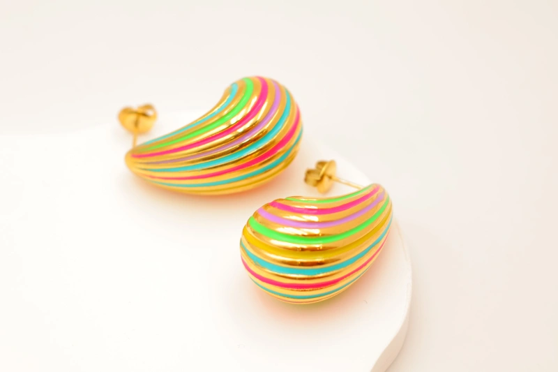Stainless steel earrings — Multicolor