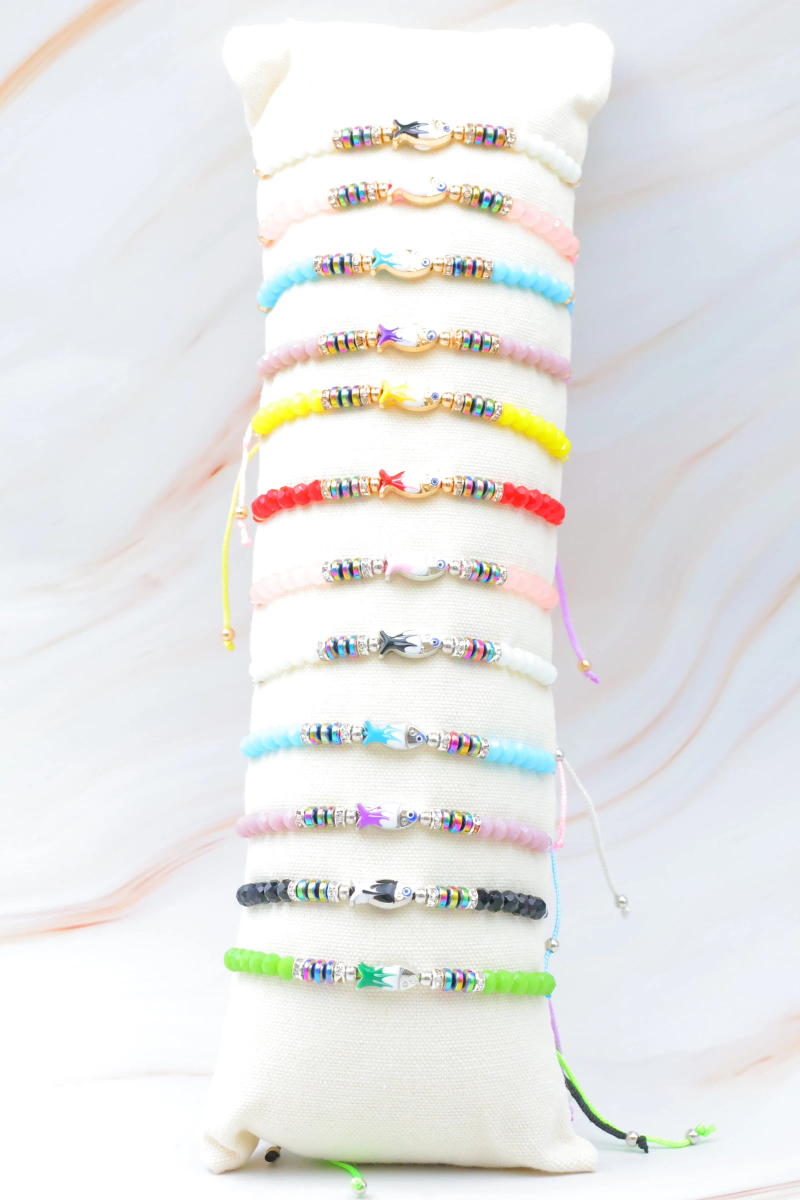 Lot de 12 bracelets en métal avec coussin — Multicolore