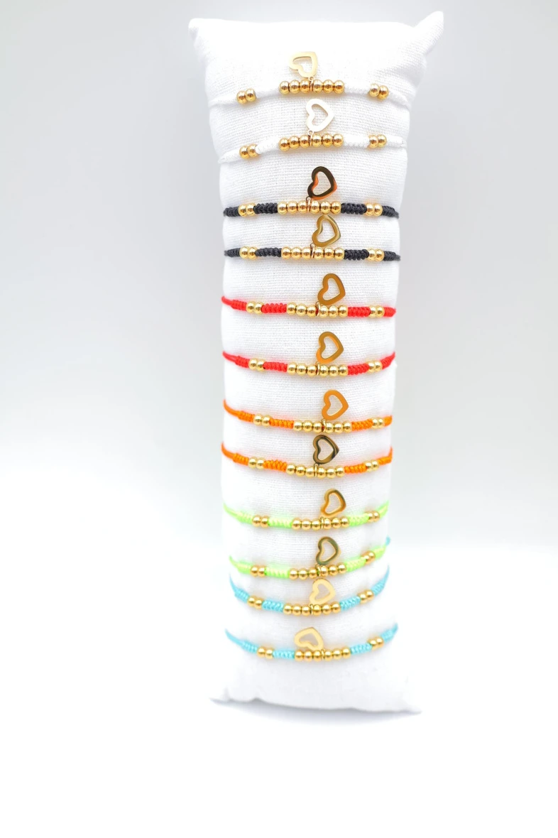 Lot de 12 bracelets en acier inoxydable avec coussin — Multicolore