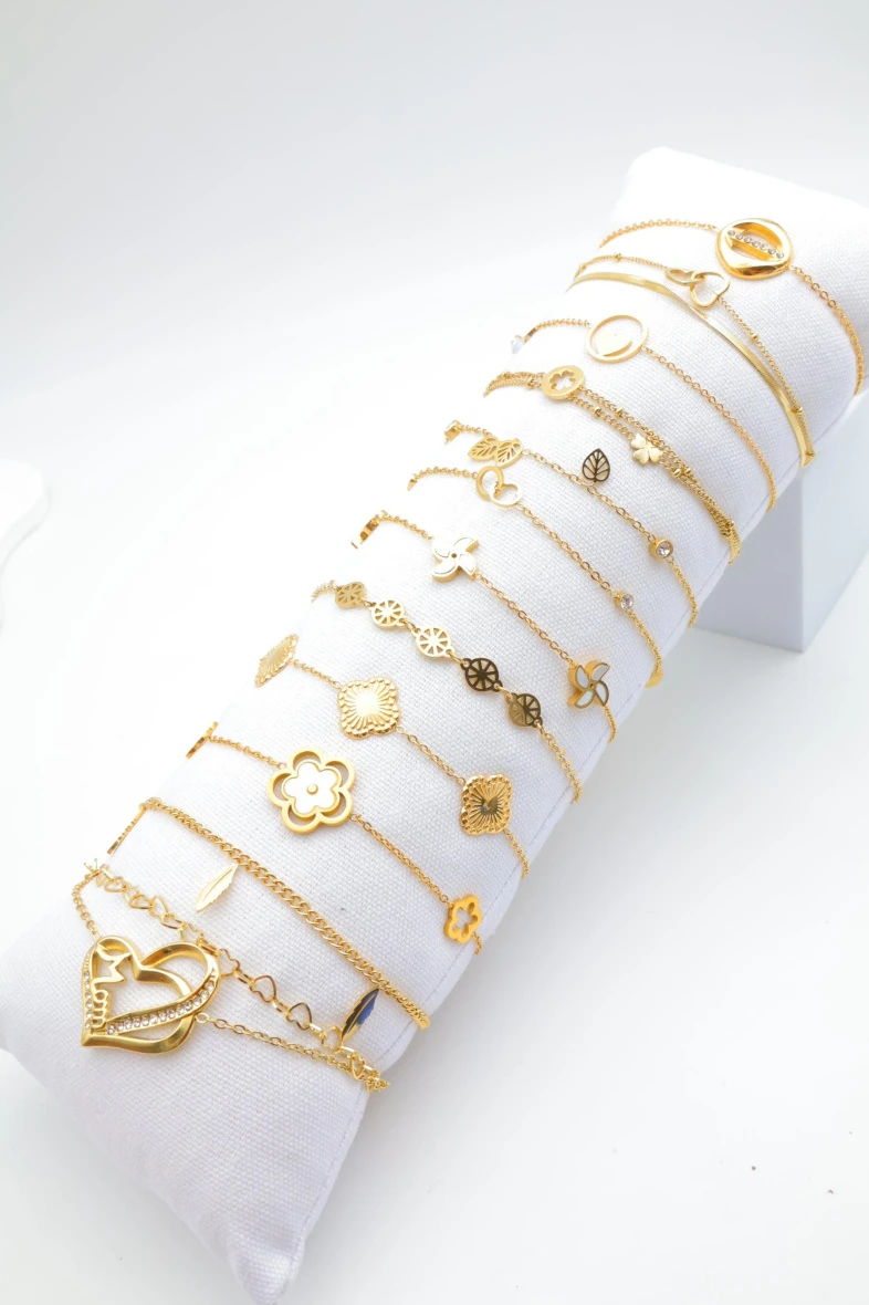 Pack of 12 stainless steel bracelets with cushion
