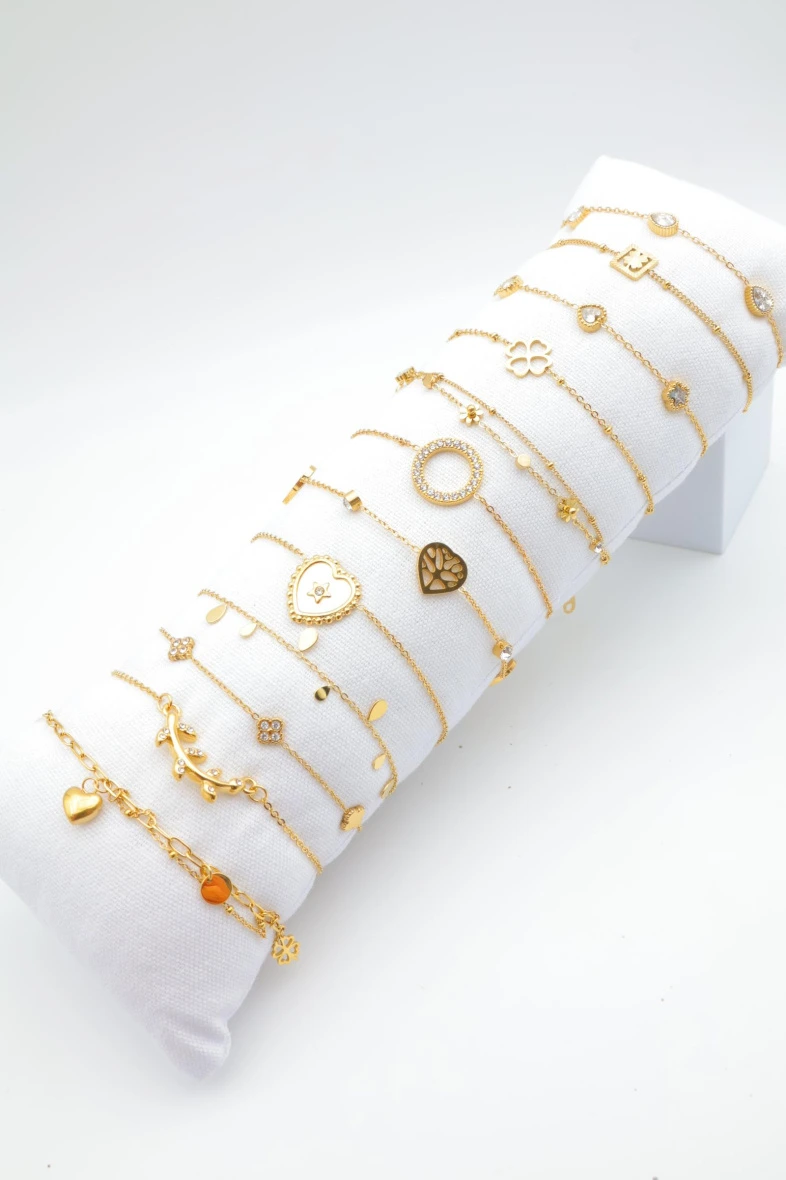 Pack of 12 stainless steel bracelets with cushion