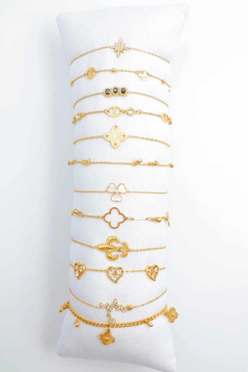 Lot de 12 bracelets en acier inoxydable avec coussin 2