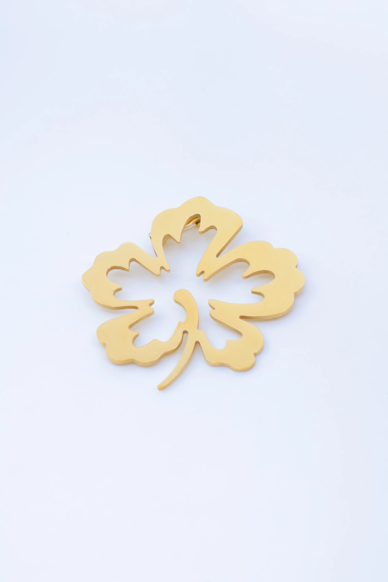 Stainless steel clover brooch