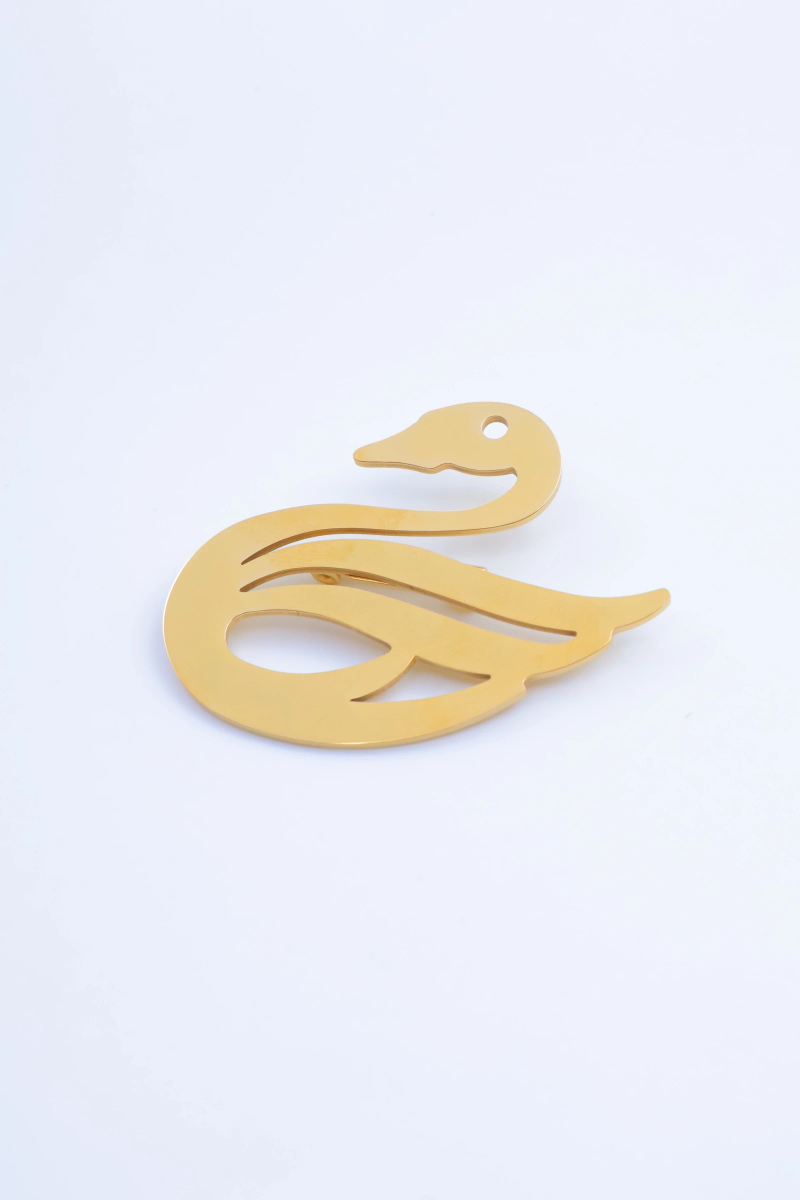 Stainless steel swan brooch