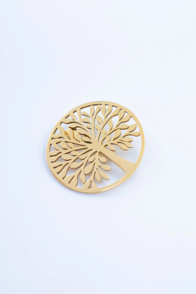 Stainless steel tree of life brooch