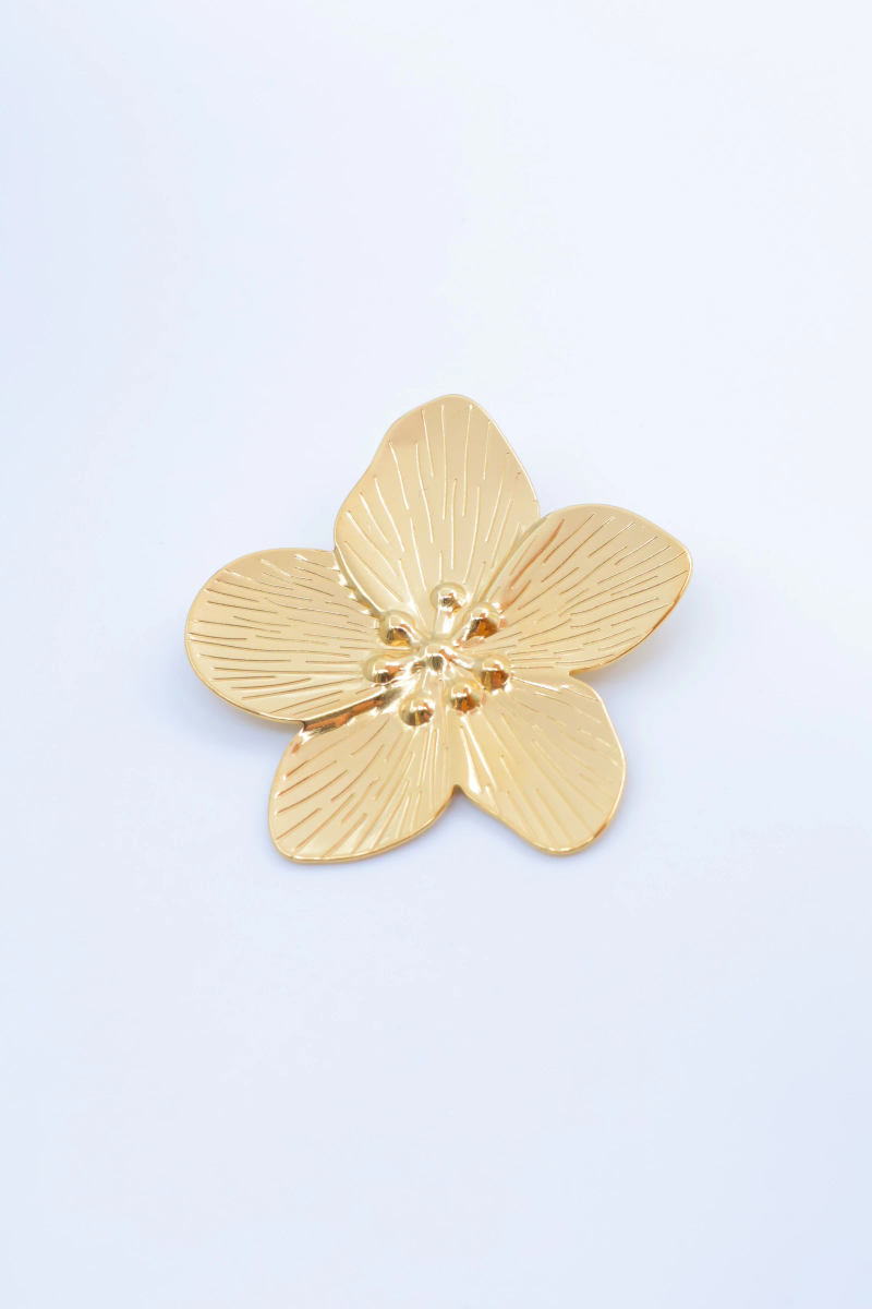 Prunus flower brooch in stainless steel