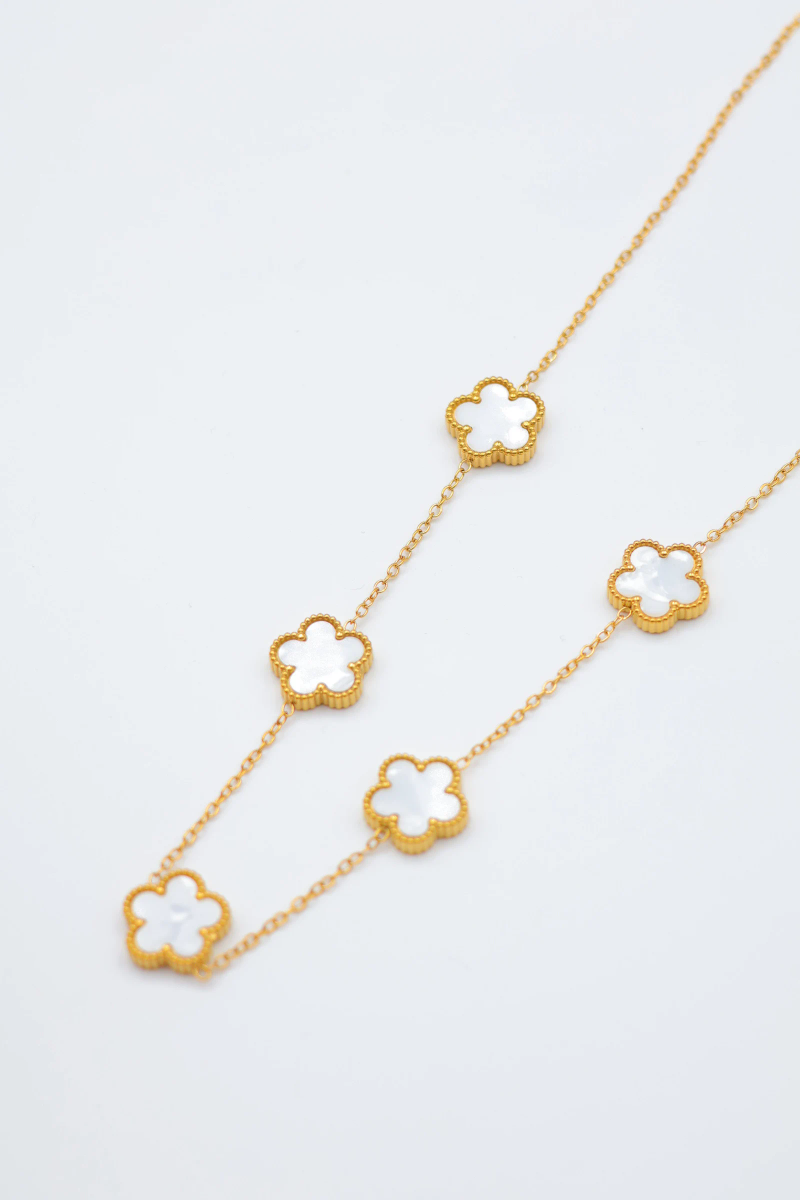 Collana reversibile con quadrifoglio in acciaio inossidabile 2
