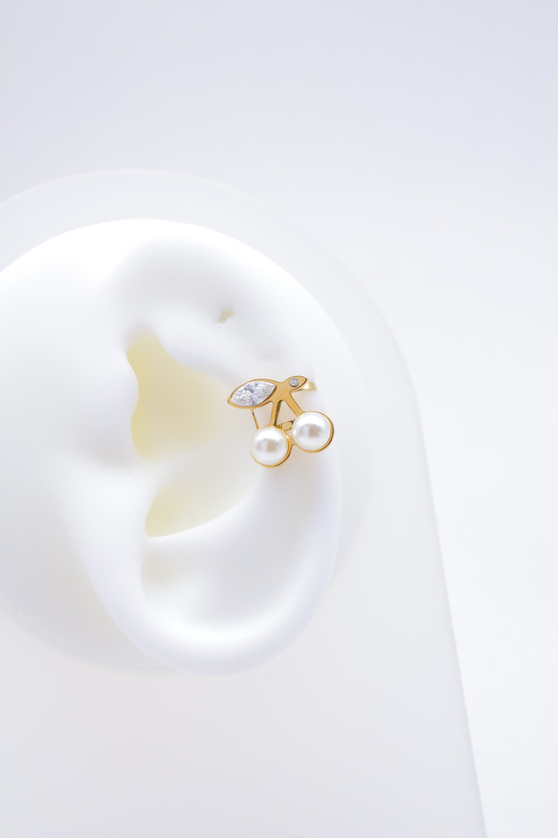 Ear cuff en acier inoxydable en forme de cerise 2