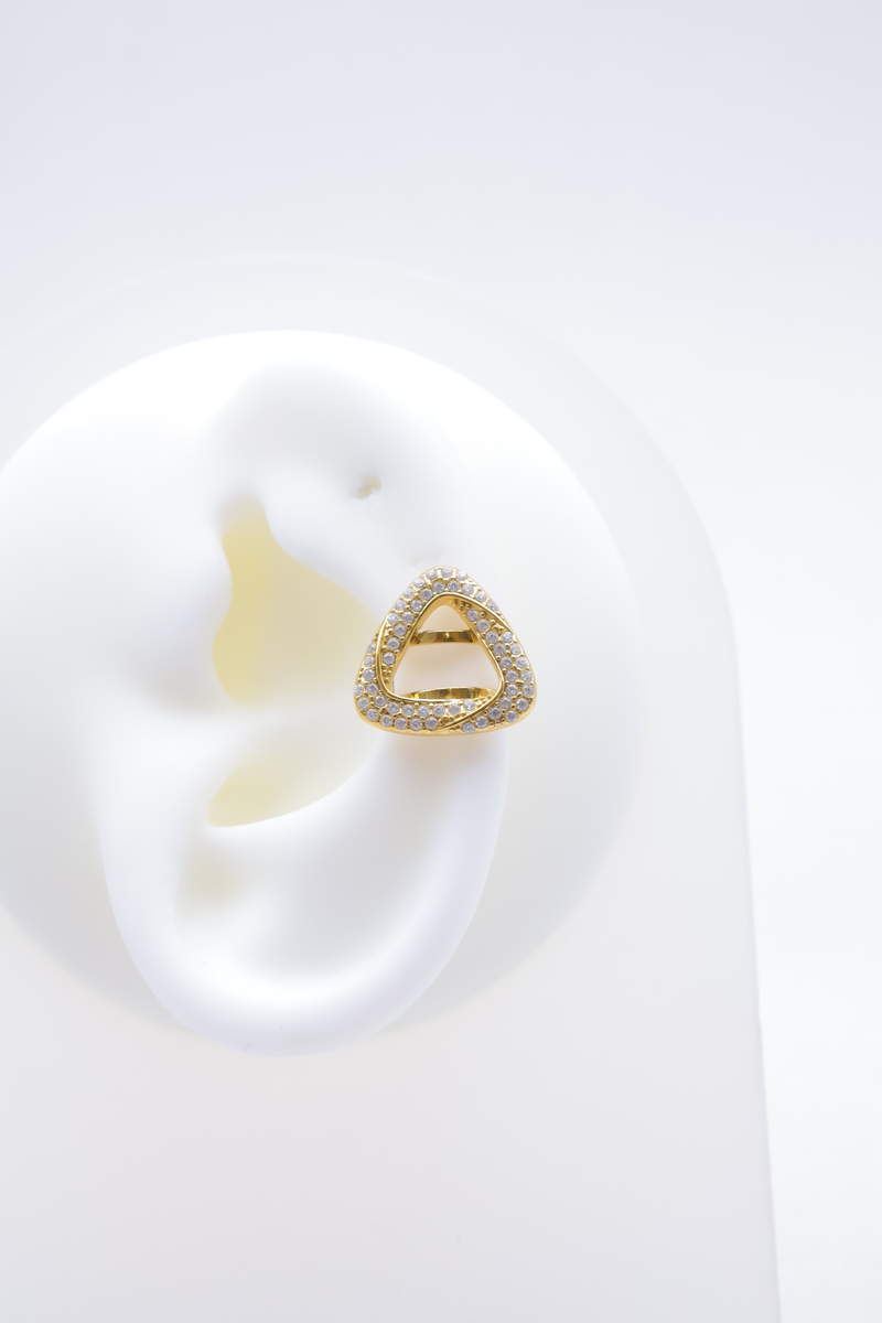Bague d'oreille en acier inoxydable triangulaire sertie de strass 2