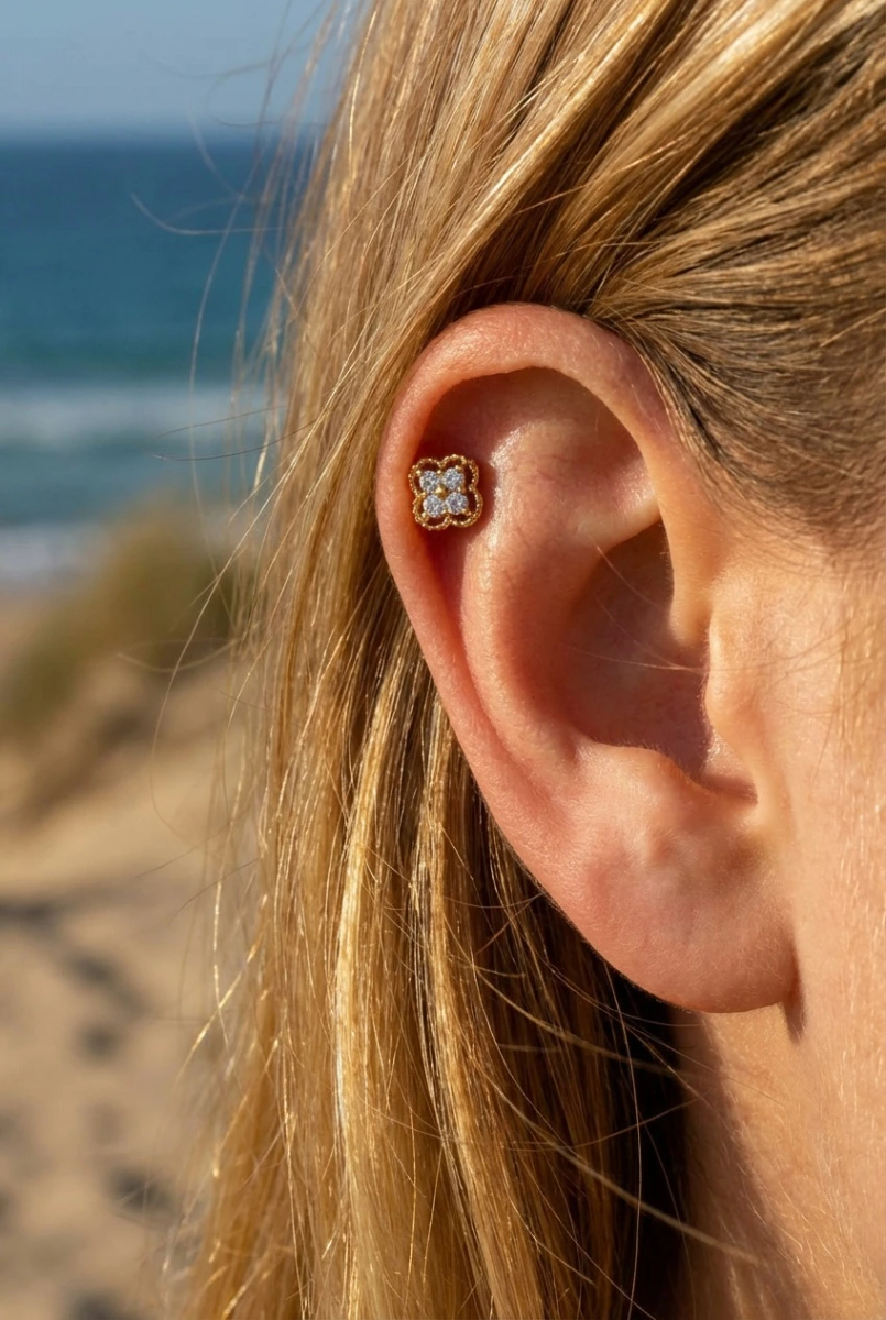 Stainless steel ear piercing