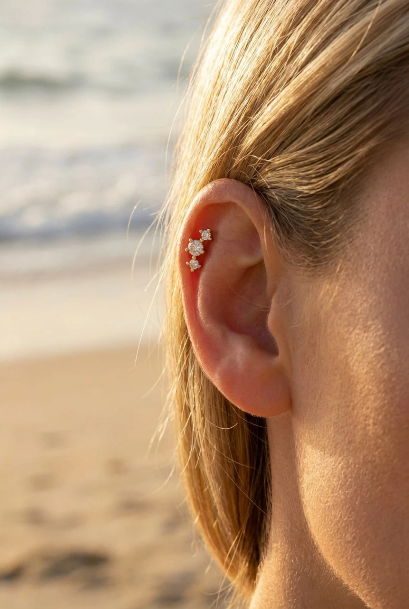 Stainless steel ear piercing