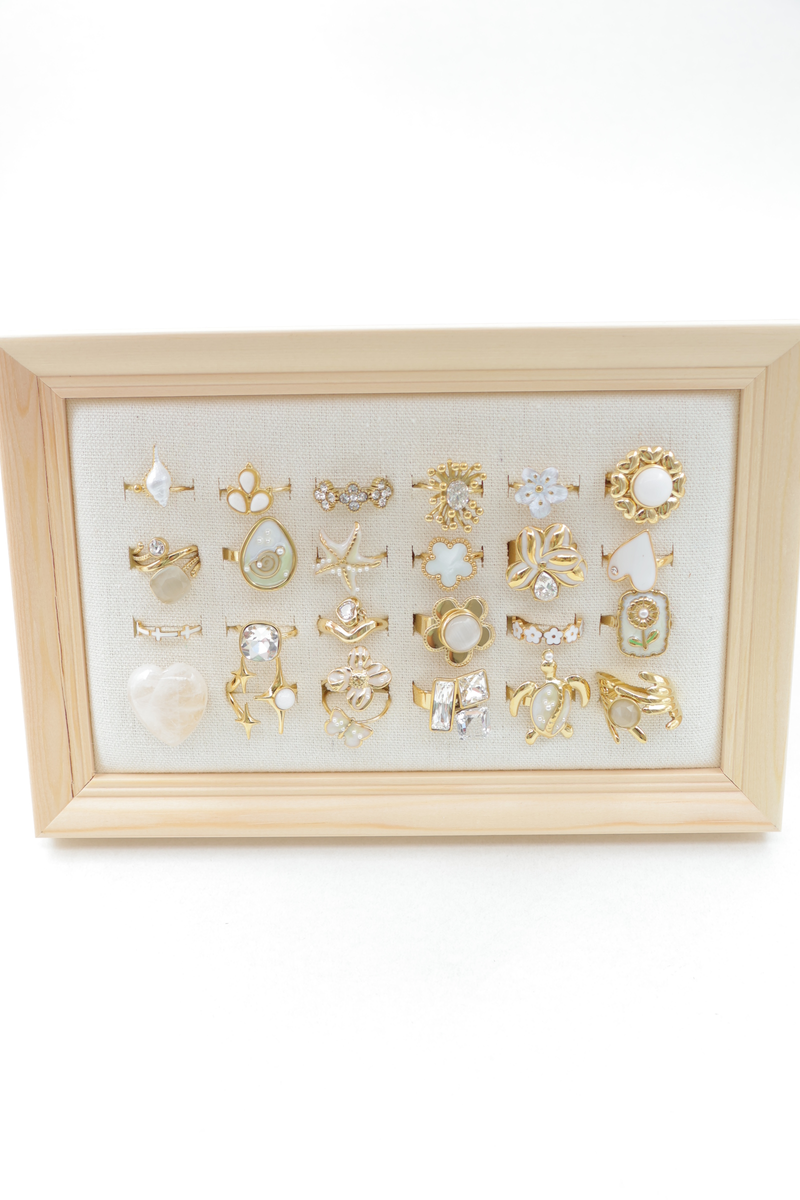 Présentoir cadre de 24 bagues assorties