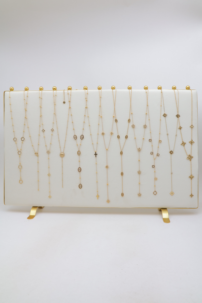 Lot de 12 colliers en Y en acier inoxydable à motifs géométriques et pendentifs variés