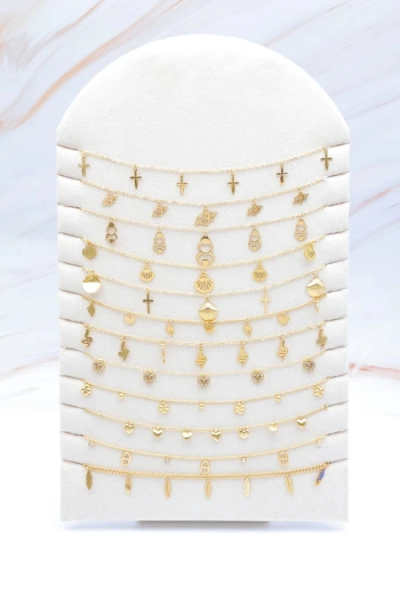 Set of 12 stainless steel necklaces with display stand