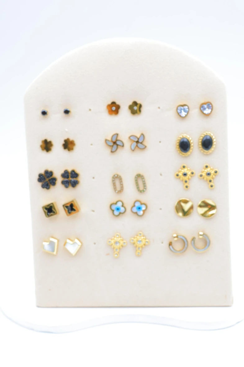 Lot de 15 clous d'oreilles avec présentoir