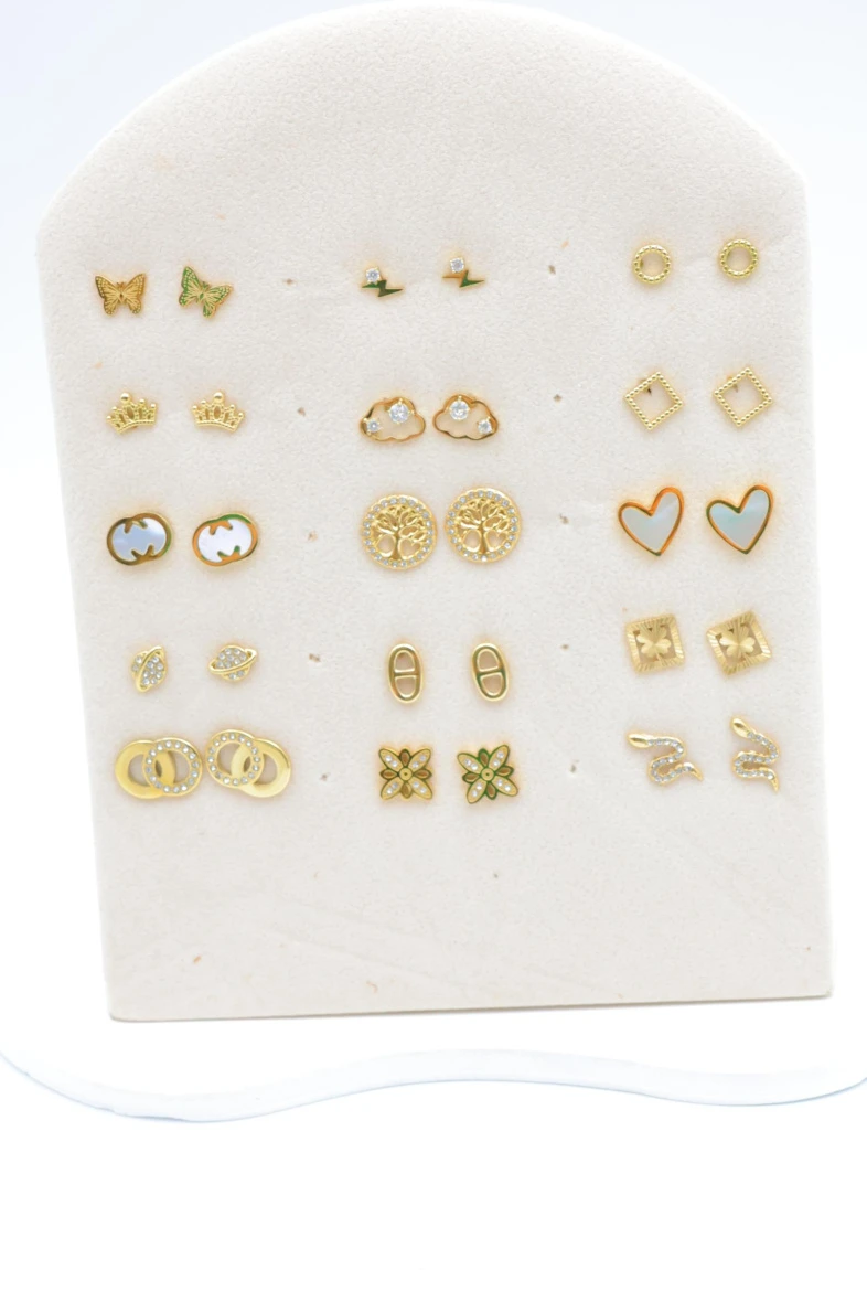 Lot de 15 clous d'oreilles avec présentoir