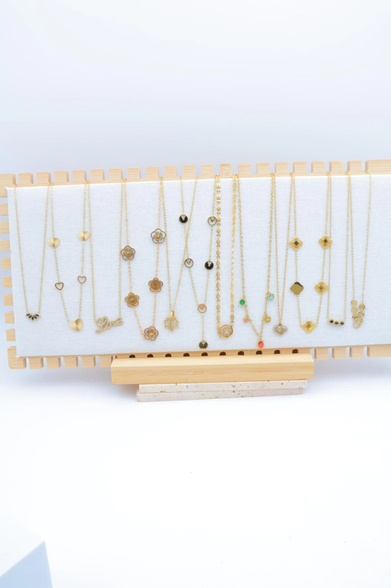 Lot de 12 colliers en acier inoxydable avec présentoir