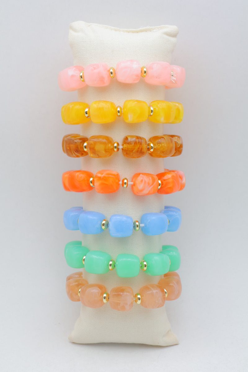 Lot de 7 bracelets en acier inoxydable avec coussin — Multicolore