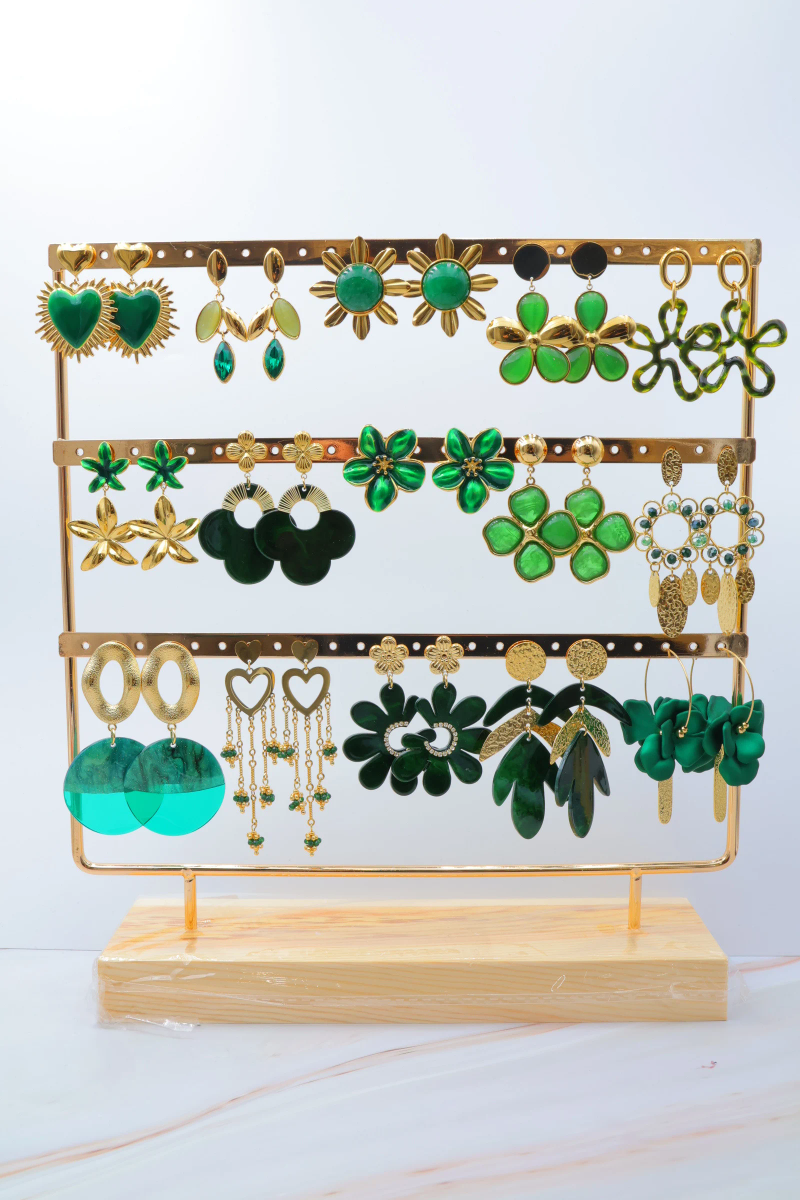 Lot de 15 paires de boucles d'oreilles avec présentoir 2
