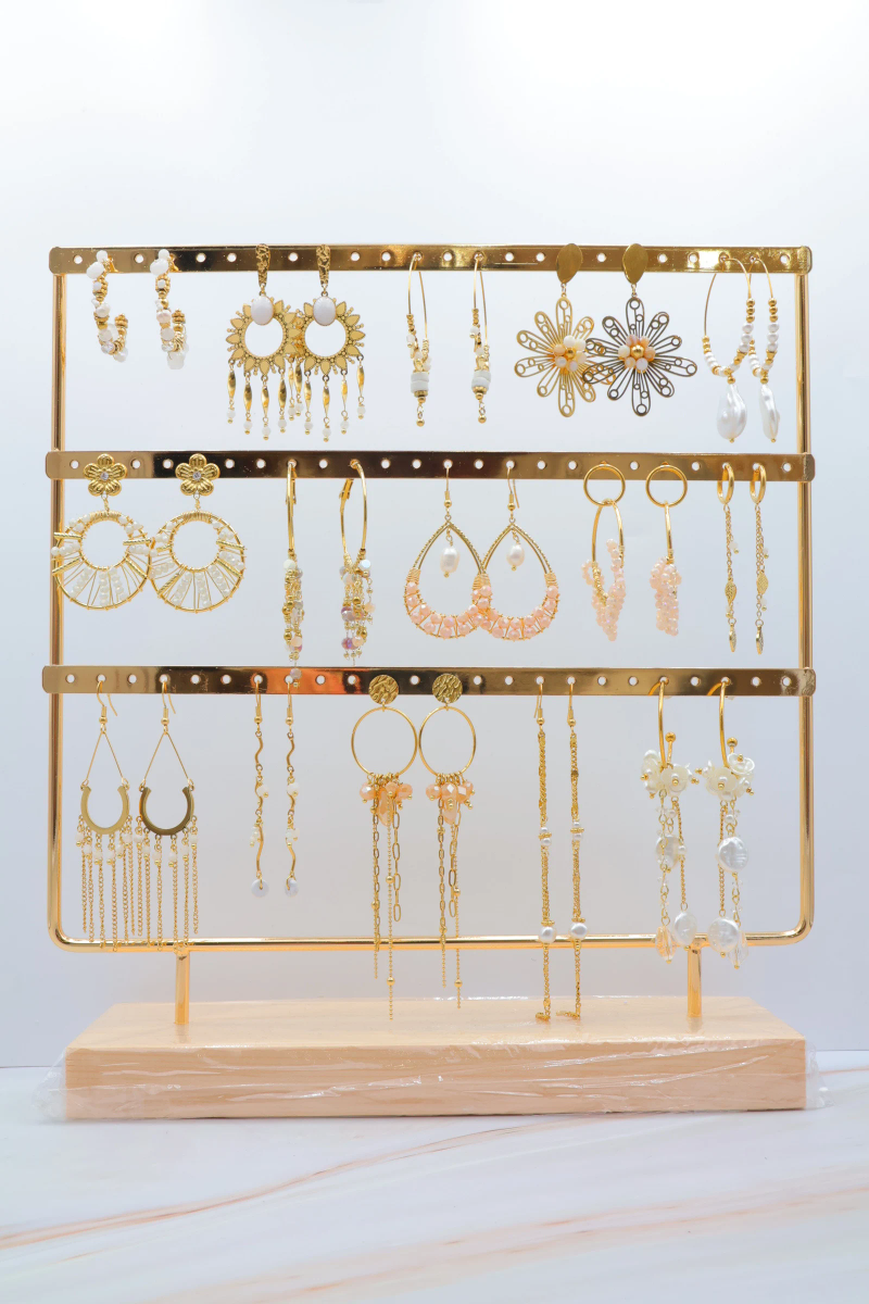Lot de 15 paires de boucles d'oreilles avec présentoir