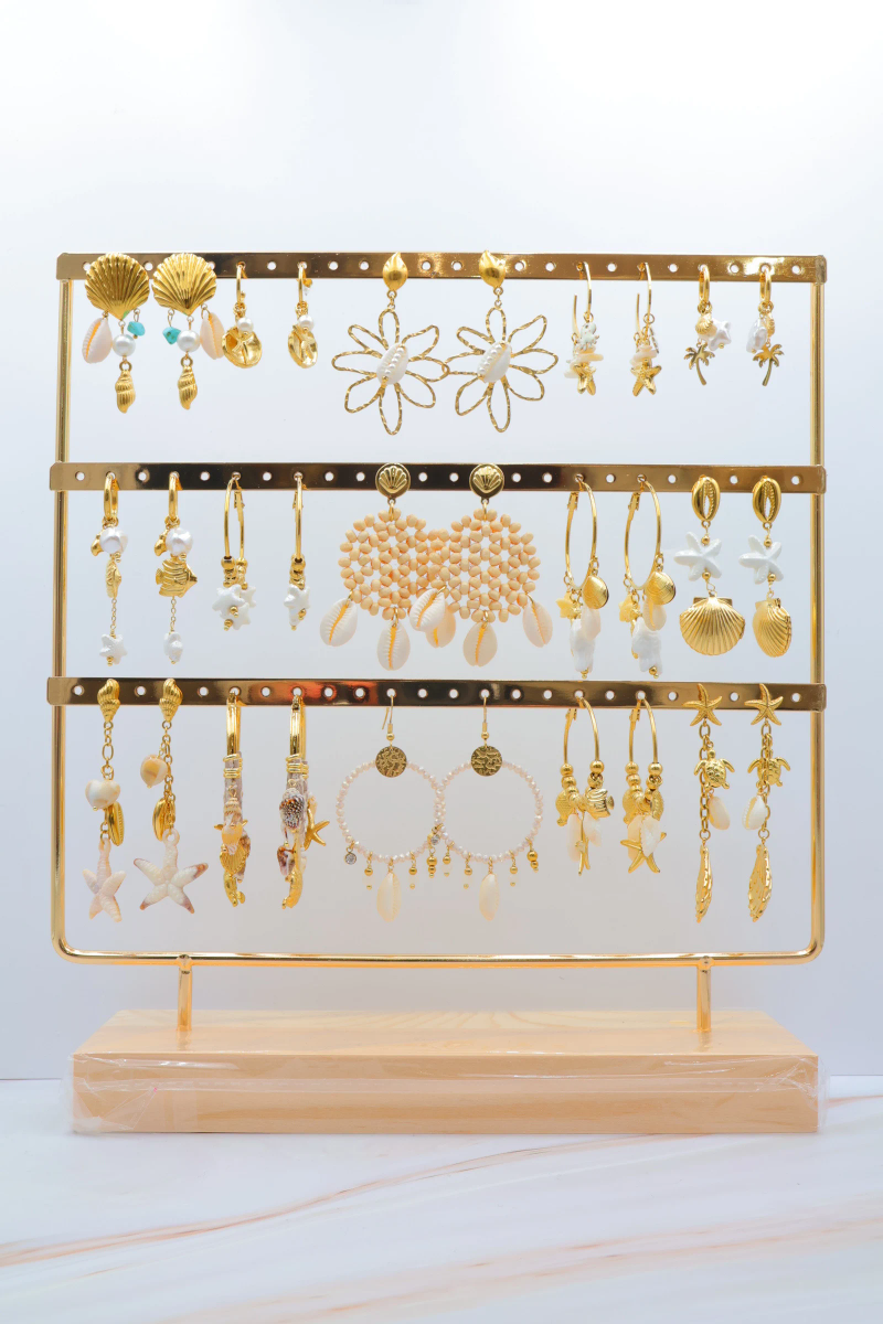 Lot de 15 paires de boucles d'oreilles avec présentoir 2