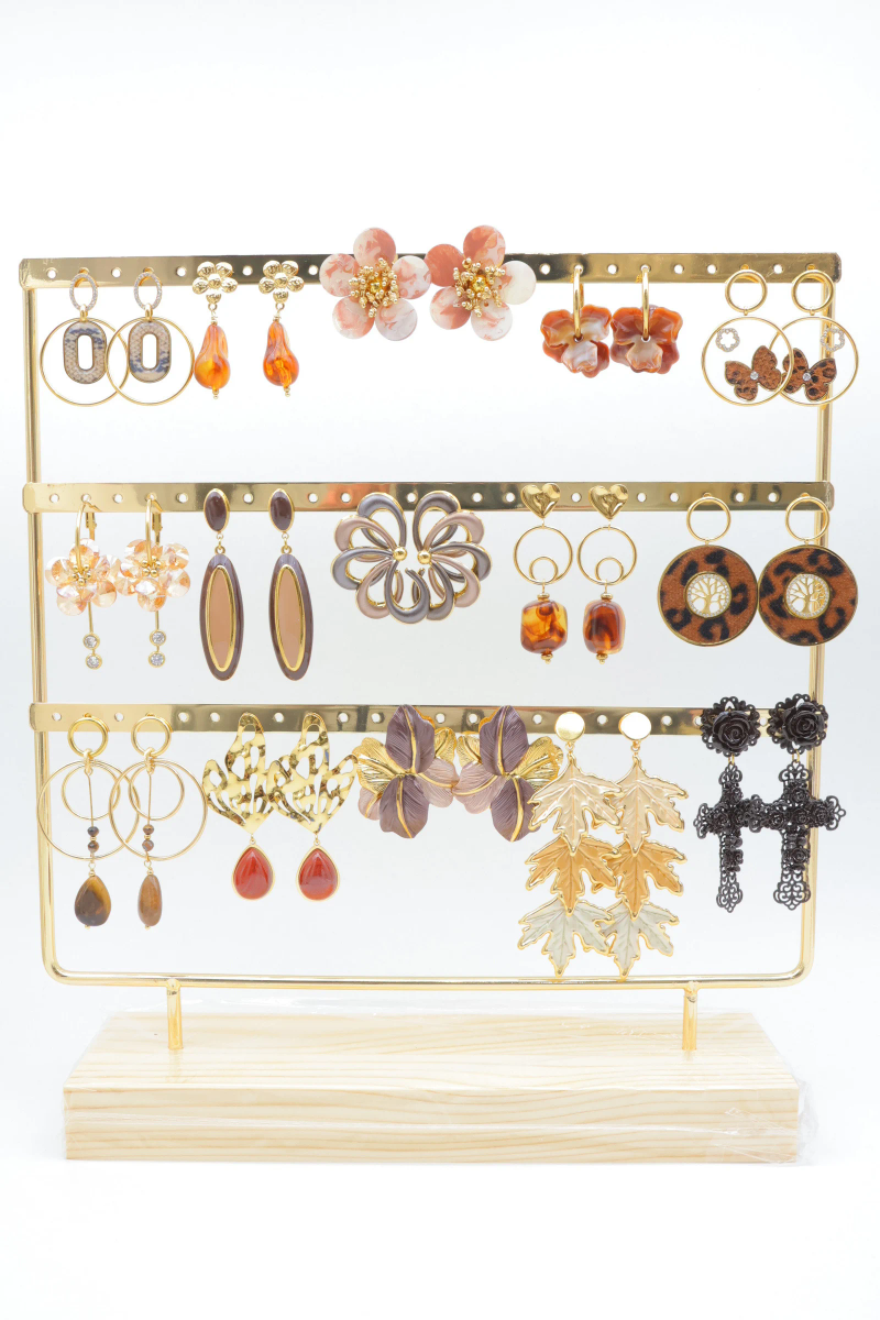 Lot de 15 paires de boucles d'oreilles avec présentoir