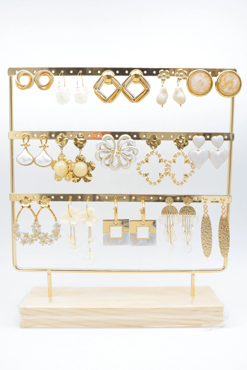 Lot de 15 paires de boucles d'oreilles avec présentoir 2