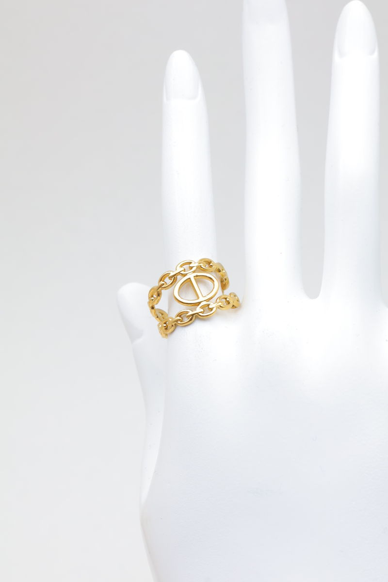 Bague ajustable chaîne avec maillon marine