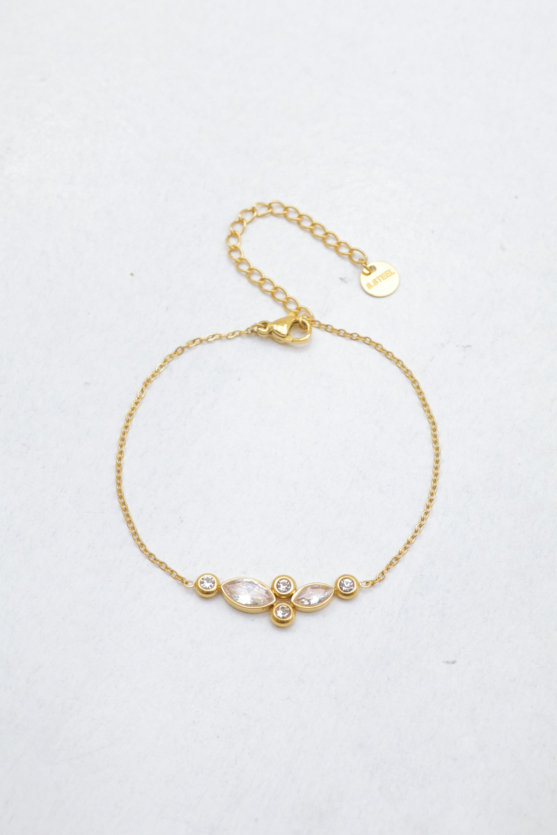 Edelstahlkette armband mit marquisenmuster und runden kristallen