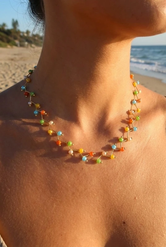 Stainless steel necklace — Multicolor