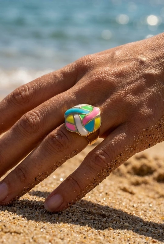 Bague en acier inoxydable ajustable — Multicolore