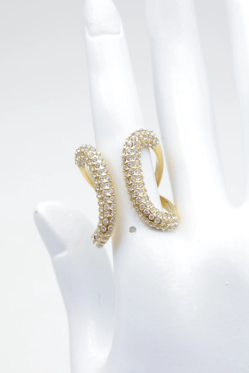 Bague vague pavée strass