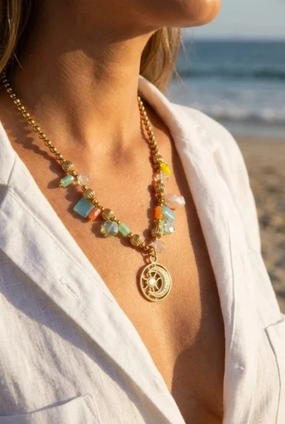 Stainless steel necklace — Multicolor