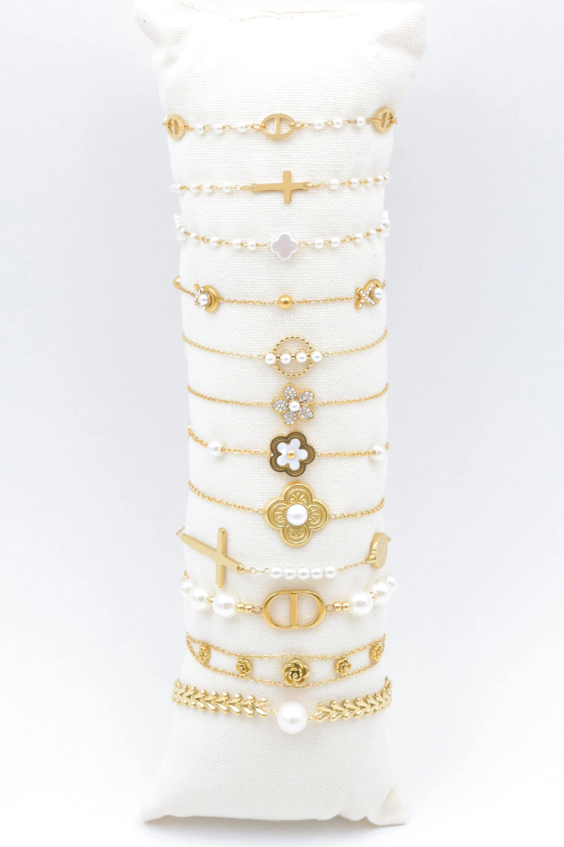 Set of 12 stainless steel bracelets with cushion 2