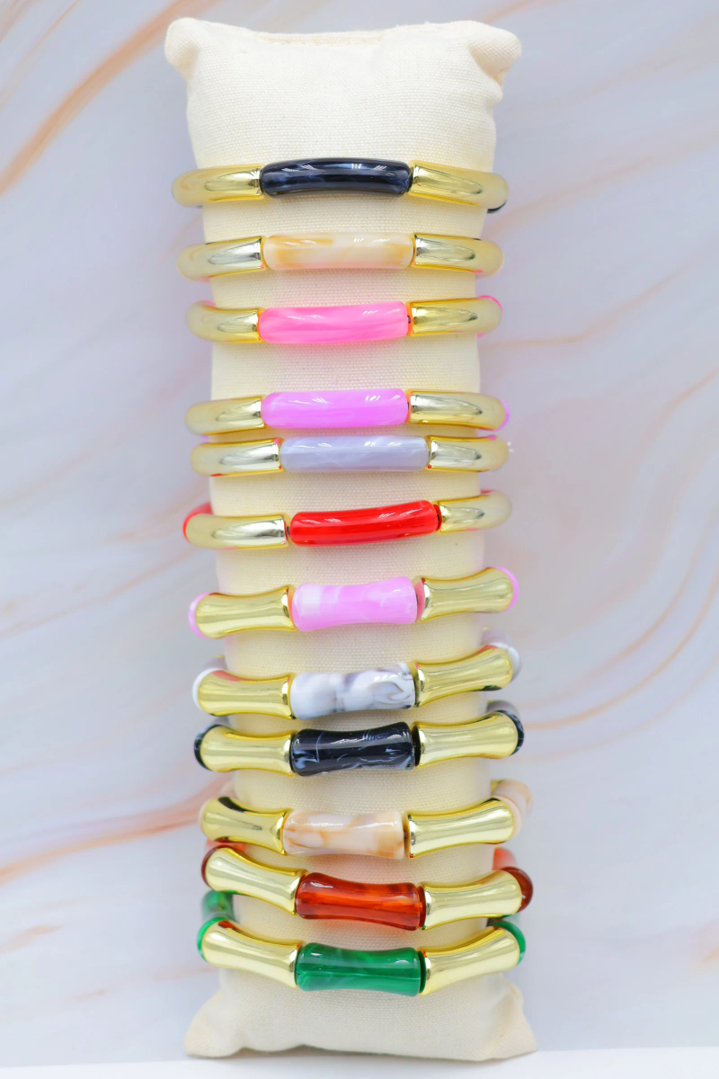 Lot de 12 bracelets en résine avec coussin — Multicolore