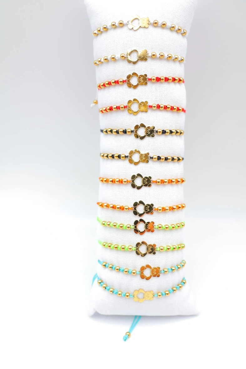 Lot de 12 bracelets en acier inoxydable avec coussin — Multicolore