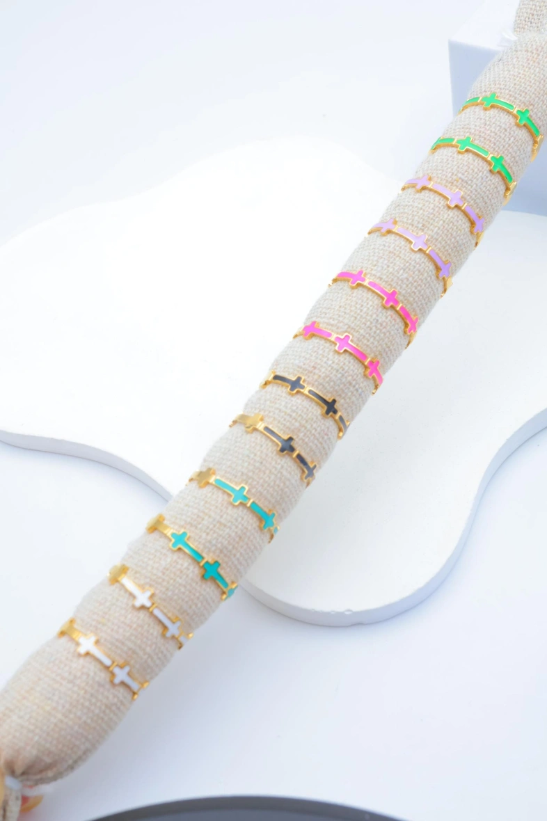 Ensemble de bagues en acier inoxydable ajustable avec coussin — Multicolore
