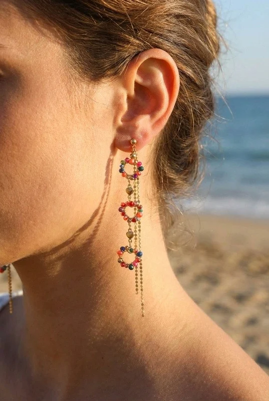 Boucles d'oreilles en acier inoxydable — Multicolore