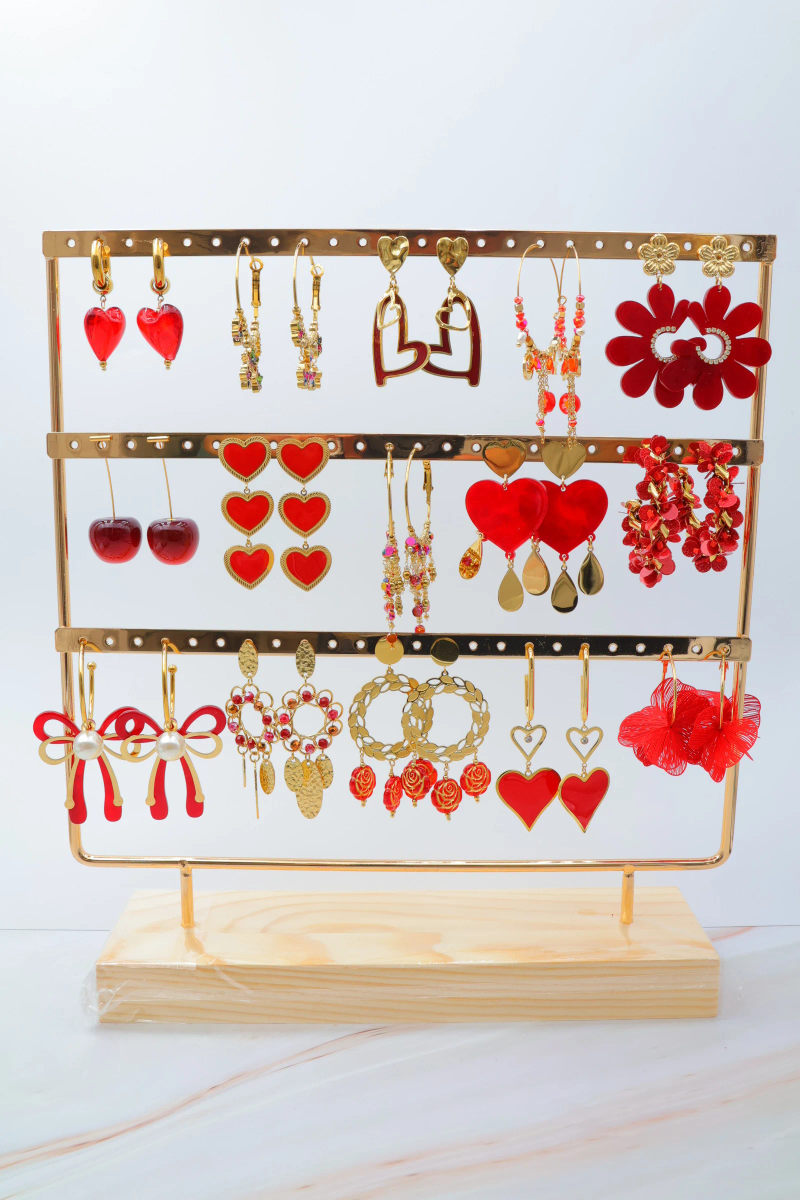 Lot de 15 paires de boucles d'oreilles avec présentoir 2