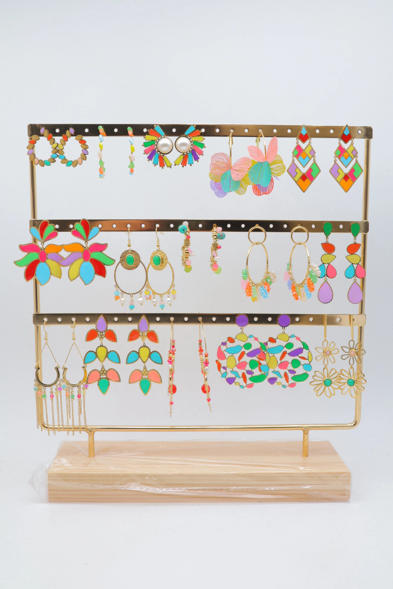 Lot de 15 paires de boucles d'oreilles avec présentoir