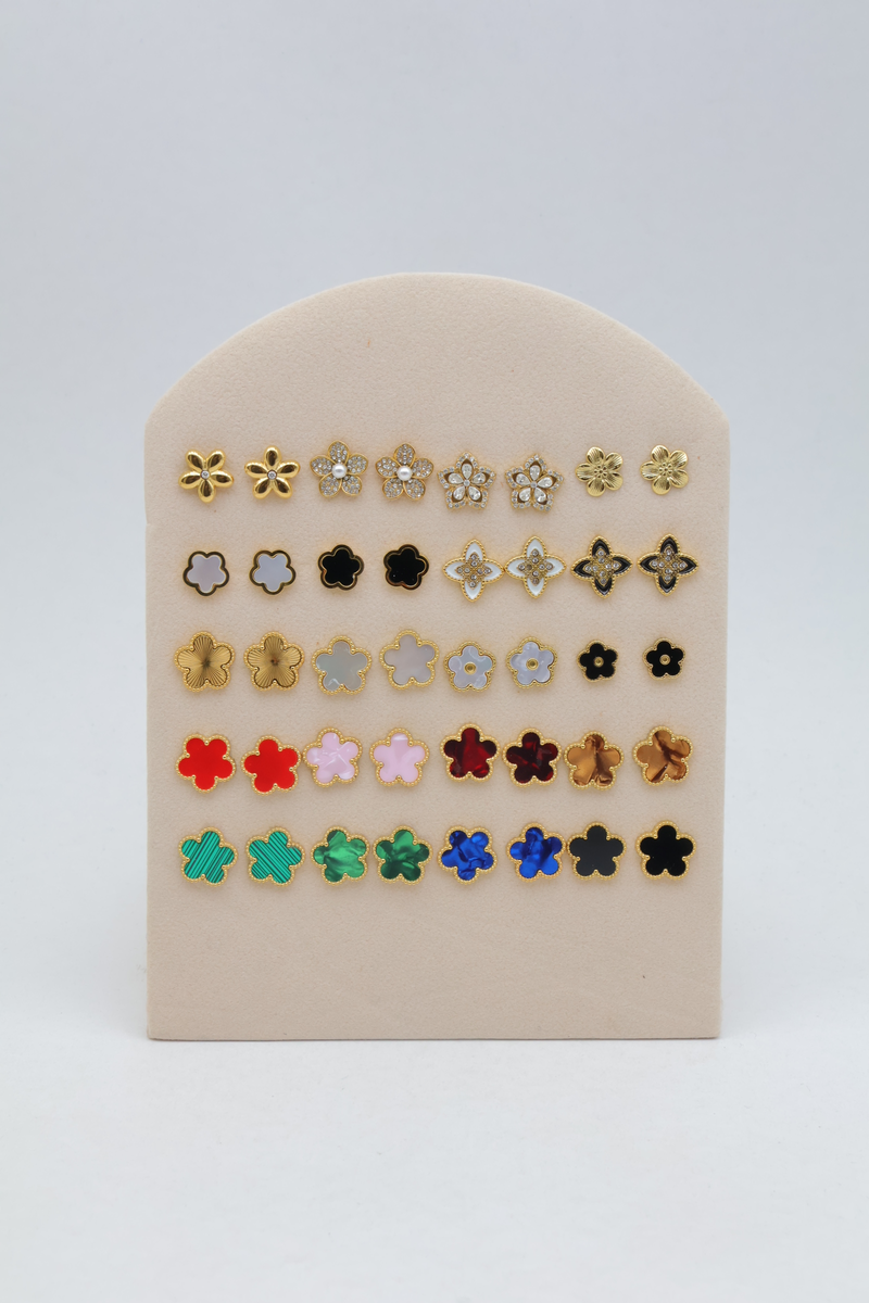 Lot de 20 clous d'oreilles avec présentoir — Multicolore