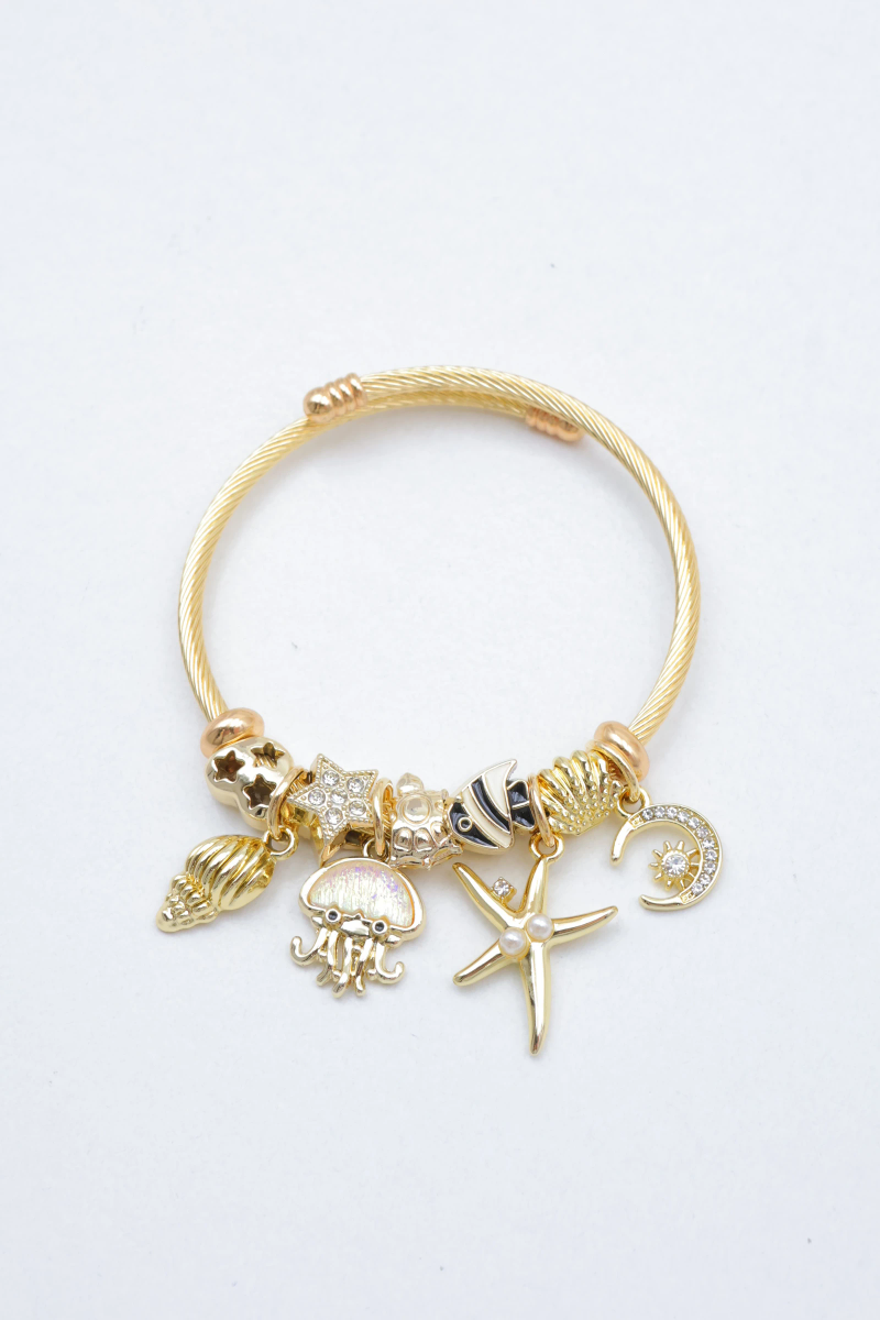 Rigid bracelet with metal charms 2