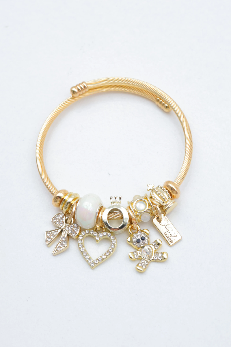Rigid bracelet with metal charms 2